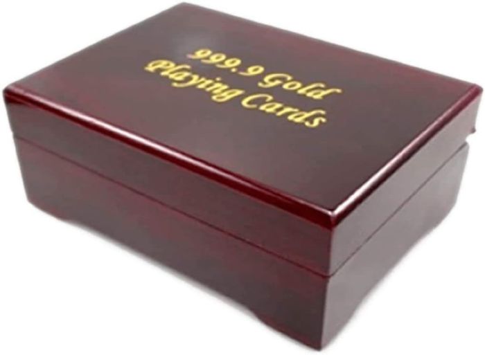 Armear Luxury 24K Gold Foil Poker Playing Cards Deck of Cards with Wooden Gift Box, Premium Waterproof Poker Cards for Party and Card Decks Game, Standard Size