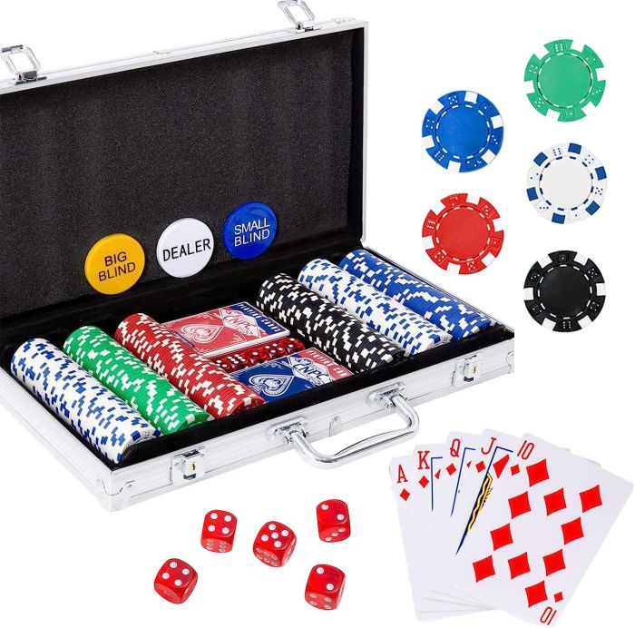 Yinlo Poker Chips Set, 300PCS Poker Chips, Poker Set with Alumium Travel Case, 11.5 Gram Casino Chips for Texas Holdem Blackjack Gambling