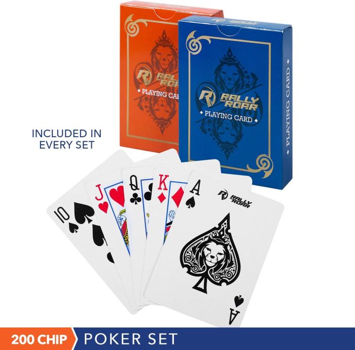 Rally & Roar Professional 200, 300 or 500 Chips (11.5g) Poker Set with Case - 3 Options - Complete Poker Playing Game Sets with Casino Style Chips, Cards, Dice, Aluminum Color Case & Keys