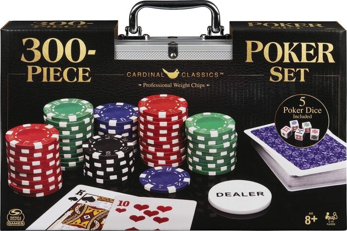 Cardinal Classics, 300-Piece Poker Set with Aluminum Carrying Case & Professional Weight Chips Plus 5 Poker Dice, for Adults and Kids Ages 8 and up